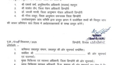 Photo of शहपुरा में आयुष्मान योजना में फर्जीवाडा –  चार सदस्यीय जांच समिति गठित – 7 दिन में कलेक्टर को सौंपेंगे जांच प्रतिवेदन 