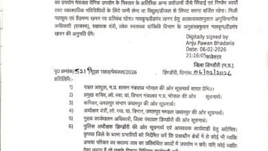 Photo of डिण्डौरी जिला जल अभावग्रस्त घोषित- 10 फरवरी से 30 जून तक लागू रहेगा प्रतिबंध – कलेक्टर ने जारी किए आदेश 