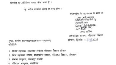 Photo of जिला परिवहन अधिकारी के अतिरिक्त प्रभार में परिवर्तन- ग्वालियर में पदस्थ अधिकारी को डिंडोरी का प्रभार, भगवान भरोसे जिला