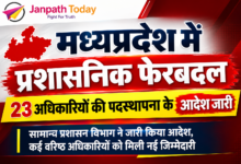 Photo of मध्यप्रदेश में प्रशासनिक फेरबदल, 23 अधिकारियों की पदस्थापना के आदेश जारी